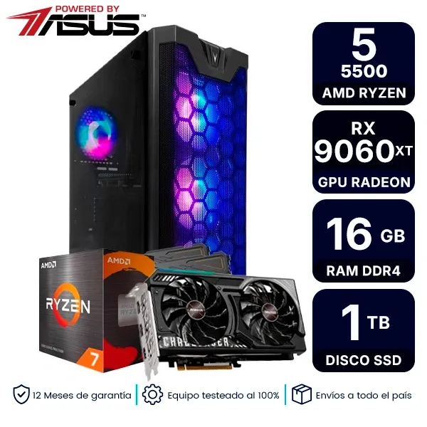 Pc Armada Gamer Amd Ryzen 7 5700 16Gb Ram 1Tb Ssd Rx 9060 Xt