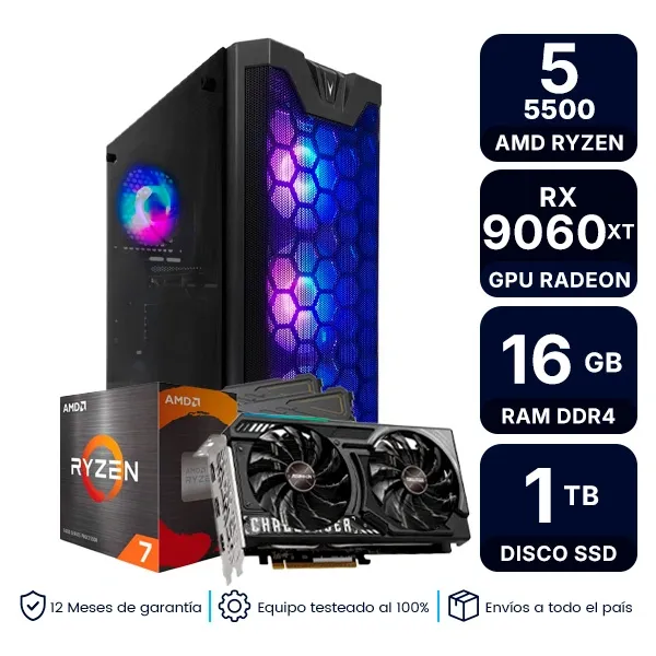 Pc Armada Gamer Amd Ryzen 7 5700 16Gb Ram 1Tb Ssd Rx 9060 Xt