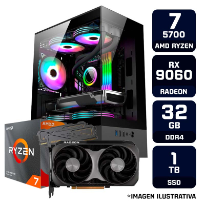 Pc Armada Gamer Amd Ryzen 7 5700 32Gb Ram 1Tb Ssd Rx 9060 Xt
