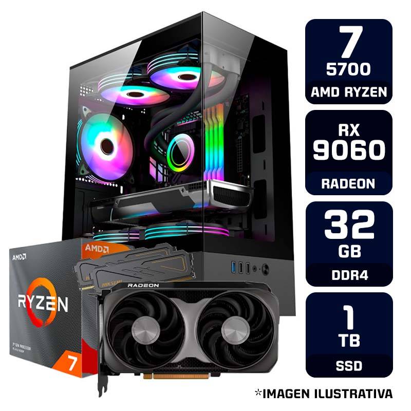 Pc Armada Gamer Amd Ryzen 7 5700 32Gb Ram 1Tb Ssd Rx 9060 Xt