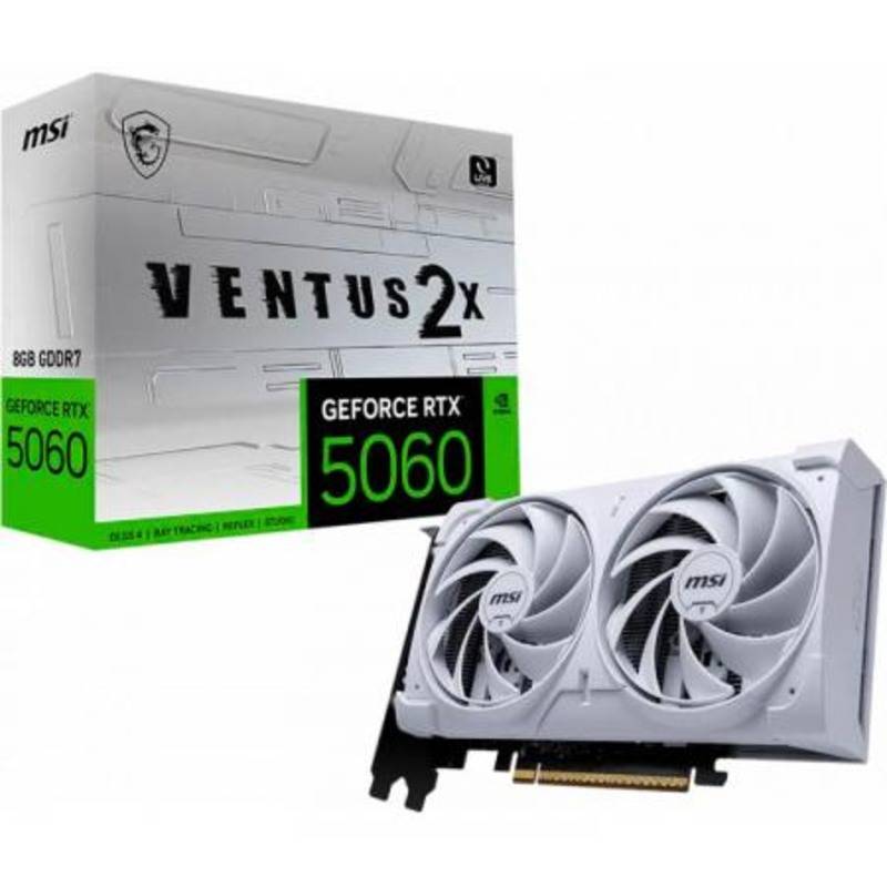 Placa De Video Msi Geforce Rtx 5060 Ti Ventus 2X Oc Plus 8Gb Gddr7 Blanca