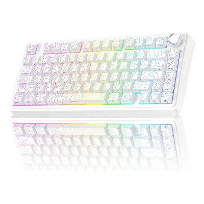 Teclado Mecánico Inalámbrico Aula F75 White Contour Star Vector Inglés