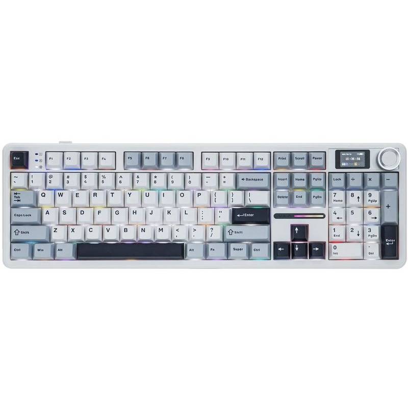 Teclado Mecánico Inalámbrico Aula F108 Pro Reaper Light Blue/White/Dark Purple Inglés