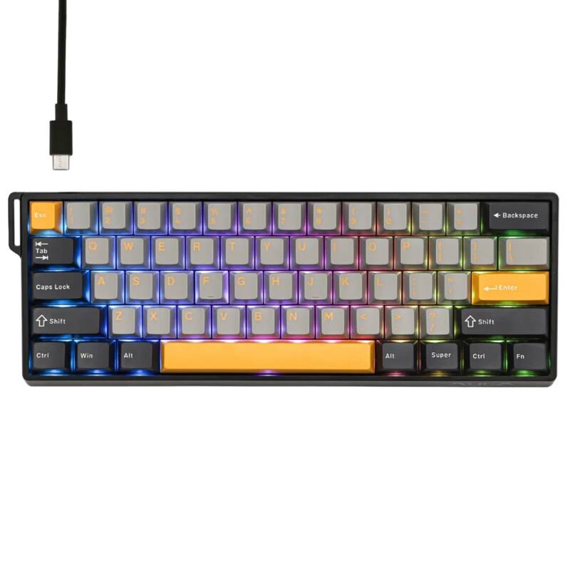 Teclado Gamer Magnético Aula Win60He Max Wing Chun Gray/Yellow Inglés