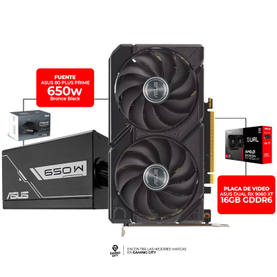Combo Actualización Asus: Placa De Video Rx 9060 Xt Dual 16Gb + Fuente Prime 650W 80+ Bronze