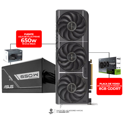 Placa De Video Rtx 5060 Ti Prime Oc 8Gb + Fuente Prime 650W 80 Plus Bronze
