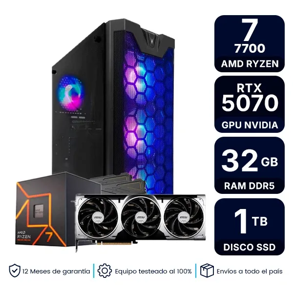Pc Armada Gamer Amd Ryzen 7 7700 32Gb 1Tb Nvme Rtx 5070