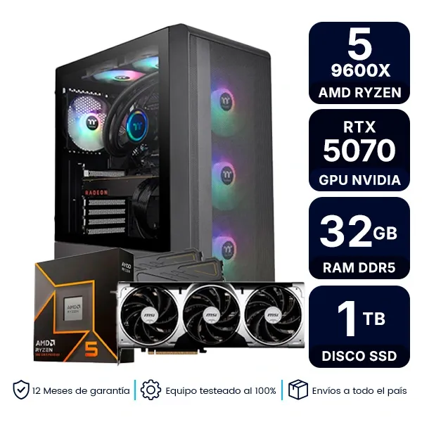 Pc Armada Gamer Amd Ryzen 5 9600X 32Gb Ram 1Tb Nvme Rtx 5070 Ia Ready