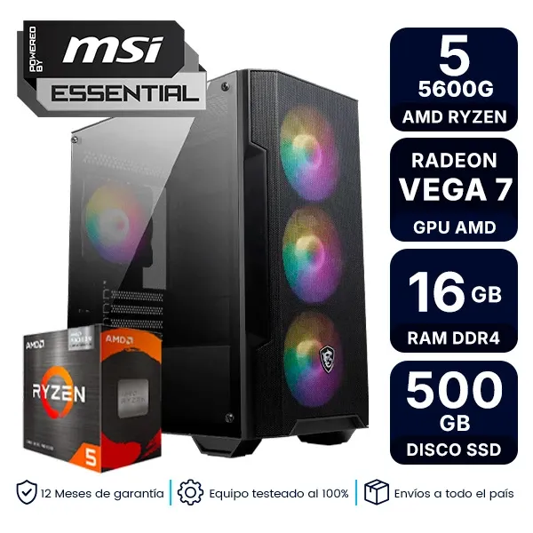 Pc Armada Gamer Amd Ryzen 5 5600G 16Gb Ram Ssd 500Gb Fuente 600W 80 Plus