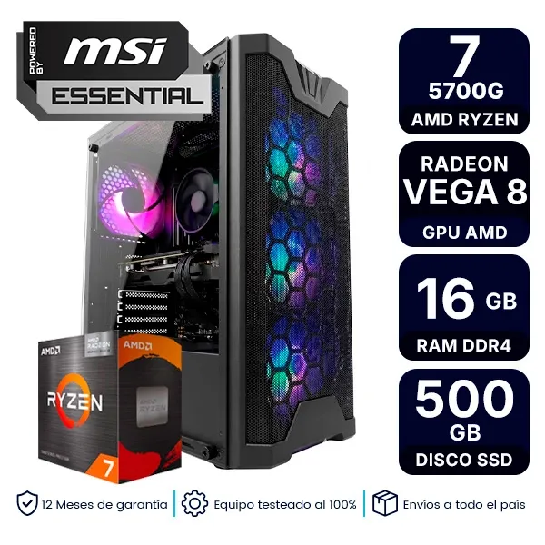 Pc Armada Gamer Amd Ryzen 7 5700G 16Gb Ram Ssd 500Gb