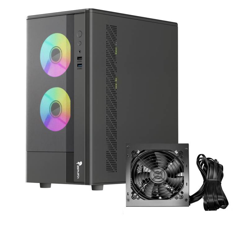 Gabinete Esparta Kit003 Vidrio Templado + Fuente 600W + 1 Fan Rgb