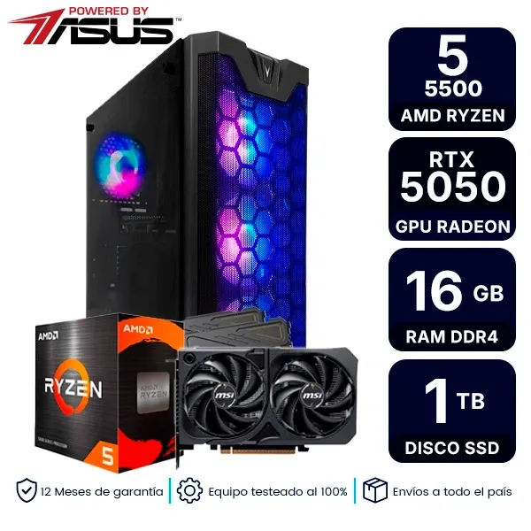 Pc Armada Gamer Amd Ryzen 5 5500 16Gb Ram 1Tb Ssd Rtx 5050