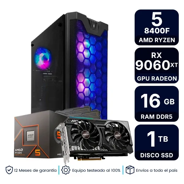 Pc Armada Gamer Amd Ryzen 5 8400F 16Gb 1Tb Ssd Rx 9060 Xt