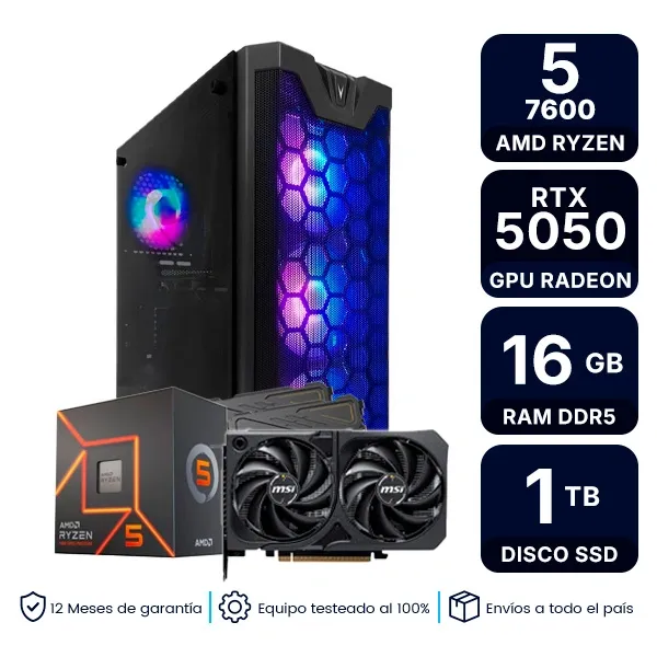 Pc Armada Gamer Amd Ryzen 5 7600 16Gb Ram 1Tb Ssd Rtx 5050