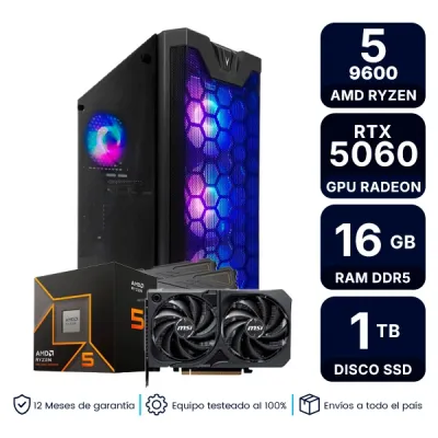 Pc Armada Gamer Amd Ryzen 5 9600 16Gb Ram 1Tb Ssd Rtx 5060