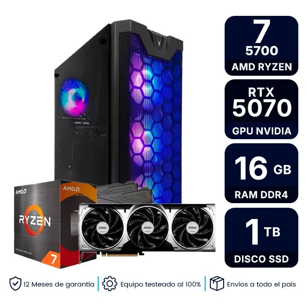 Pc Armada Gamer Amd Ryzen 7 5700 16Gb Ram 1Tb Ssd Rtx 5070