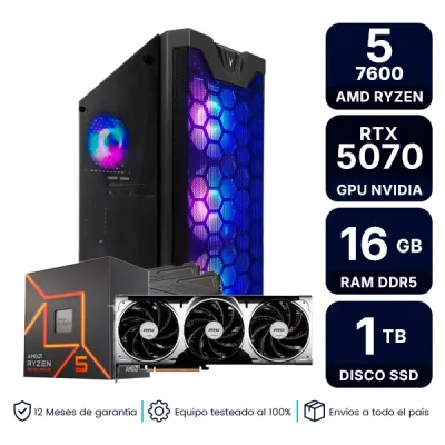 Pc Armada Gamer Amd Ryzen 5 7600 16Gb Ram 1Tb Ssd Rtx 5070