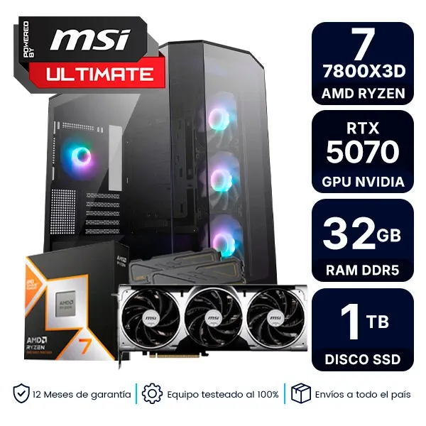 Pc Armada Gamer Amd Ryzen 7 7800X3D 32Gb Ram 1Tb M2 Rtx 5070