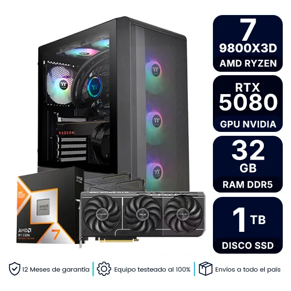 Pc Armada Gamer Amd Ryzen 7 9800X3D Rtx 5080 32Gb Ram 1Tb M2