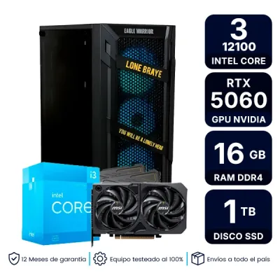 Pc Armada Gamer Intel Core I3 12100F 16Gb 1Tb Ssd Rtx 5060