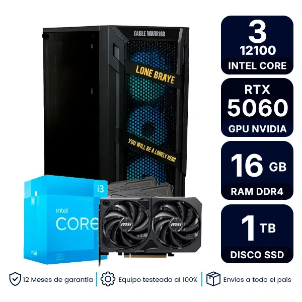 Pc Armada Gamer Intel Core I3 12100F 16Gb 1Tb Ssd Rtx 5060
