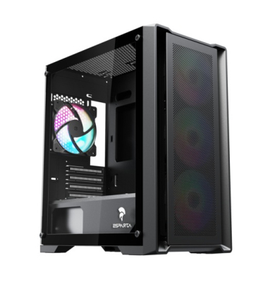 Gabinete Gamer Esparta Esp-Gab04-Matx-4A-Bk Vidrio Templado 4 Fanes Argb