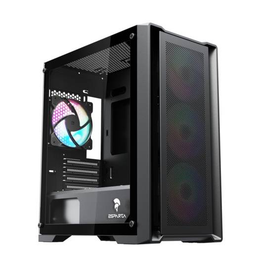 Gabinete Gamer Esparta Esp-Gab04-Matx-4A-Bk Vidrio Templado 4 Fanes Argb