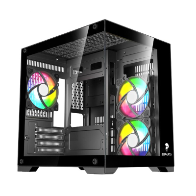 Gabinete Gamer Esparta Esp-Gab06-Matx-3Rgb Vidrio Templado 3 Fanes Rgb