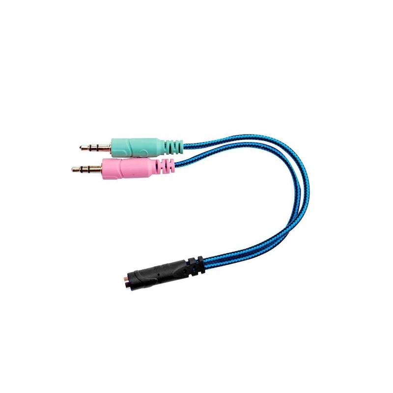 Nisuta Adaptador De Audio Auricular Y Micrófono 2 Mini Plug A 3.5Mm