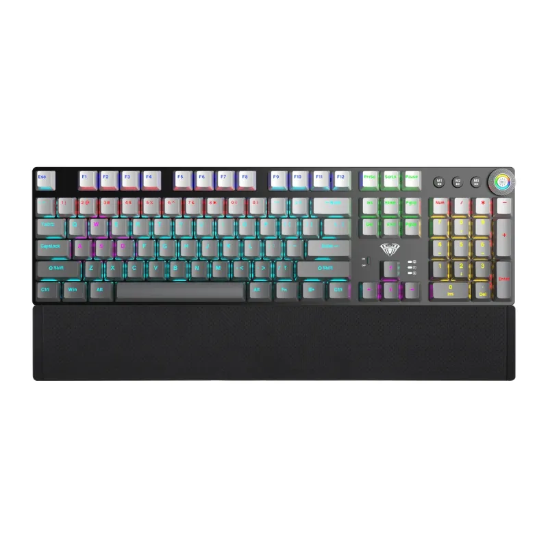 Teclado Mecanico Aula F2088 Air Rgb Switch Red English Gris