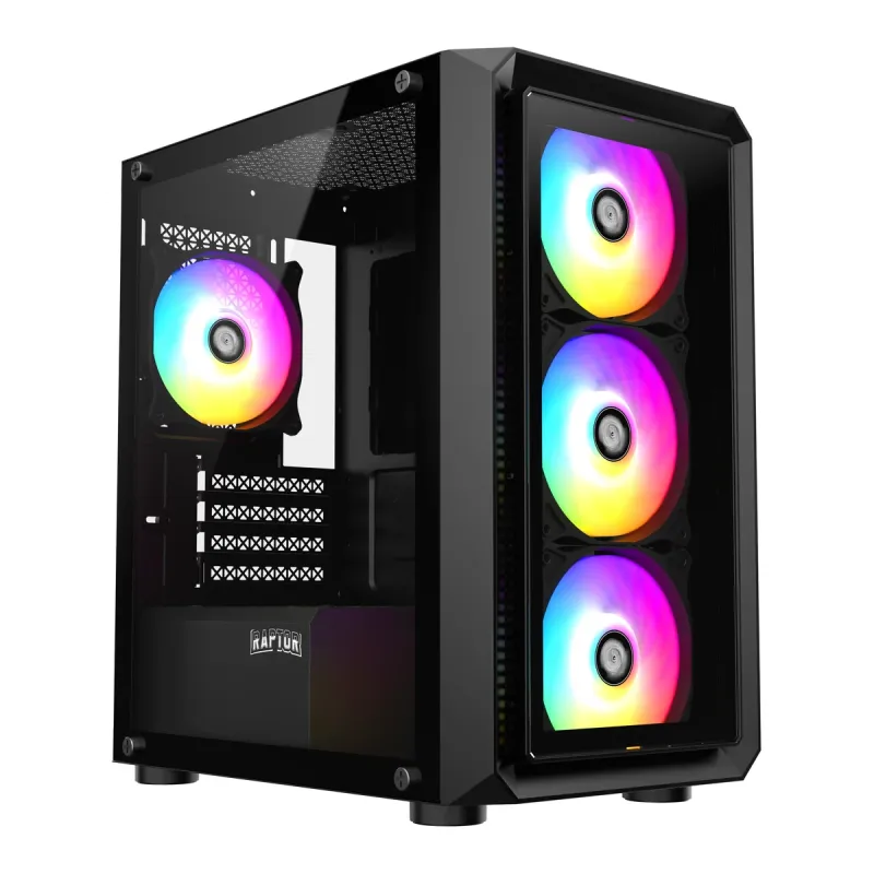 Gabinete Raptor Infinity Glass Tg Mid-Tower X4 Fan Rgb