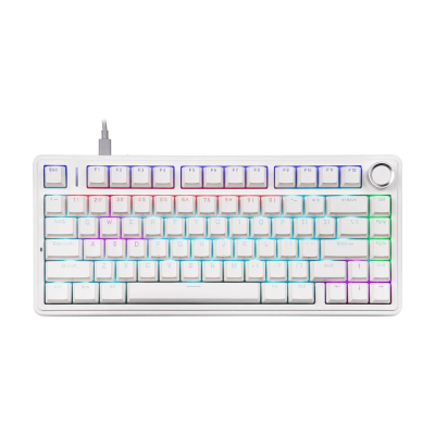 Teclado Aula F75 Rainbow Switch Pink Mecanico Blanco