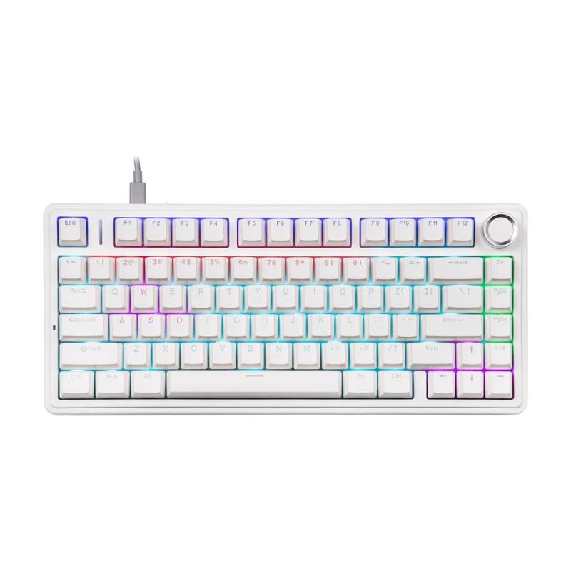 Teclado Aula F75 Rainbow Switch Pink Mecanico Blanco