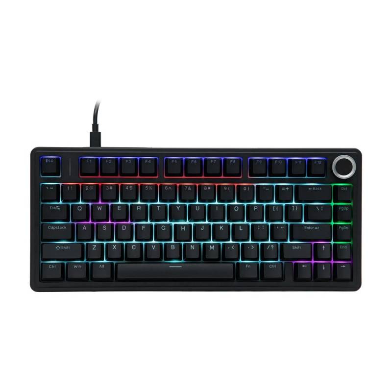 Teclado Aula F75 Rainbow Switch Pink Mecanico Negro