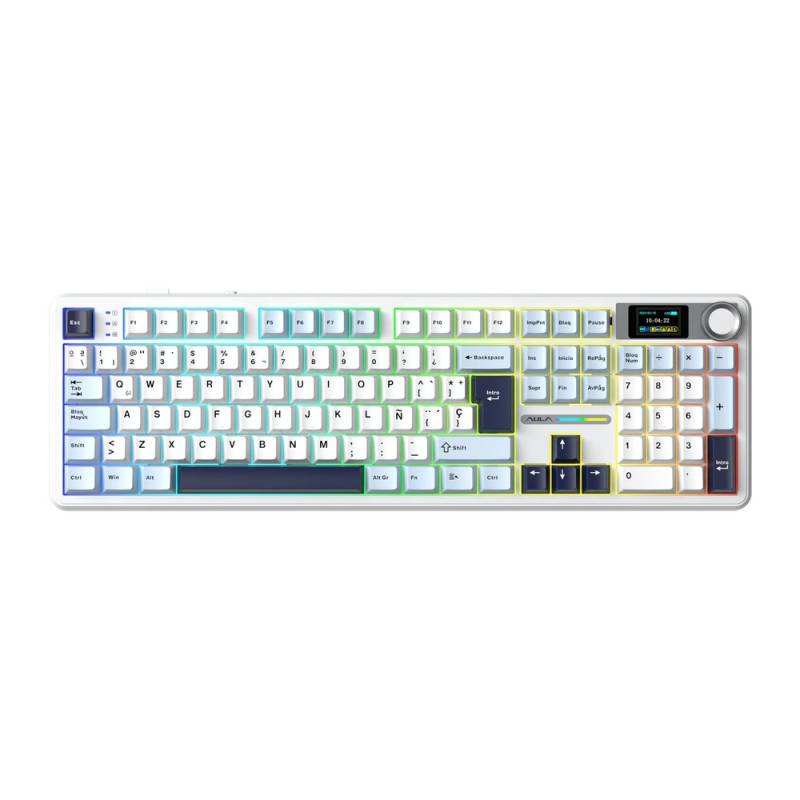 Teclado Aula F108 Pro Light Blue Inalambrico Rgb Sw Reaper Sp