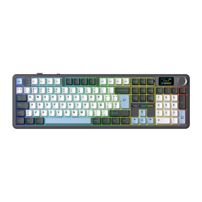 Teclado Aula F108 Pro White/Blue Full Rgb Inalambrico