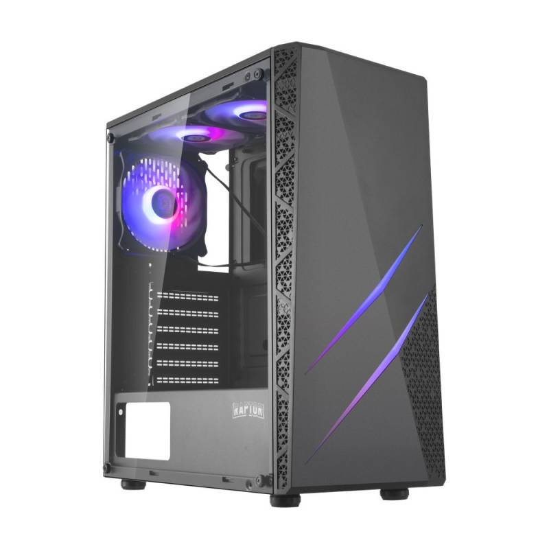 Gabinete Raptor Blaze Force Tg Mid-Tower X3 Fan Rgb Black