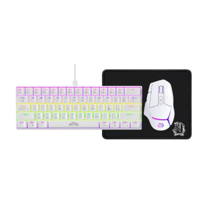 Kit Raptor Mouse+ Padmouse + Teclado 68% White