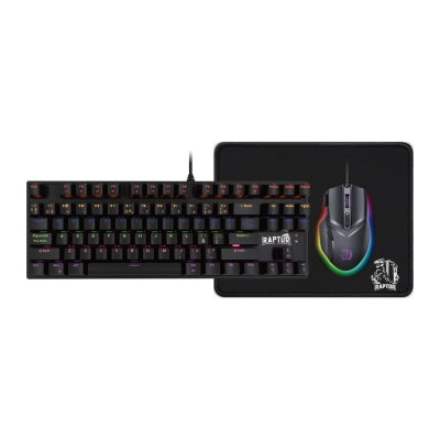 Kit Raptor Mouse+ Padmouse + Teclado Tkl Black