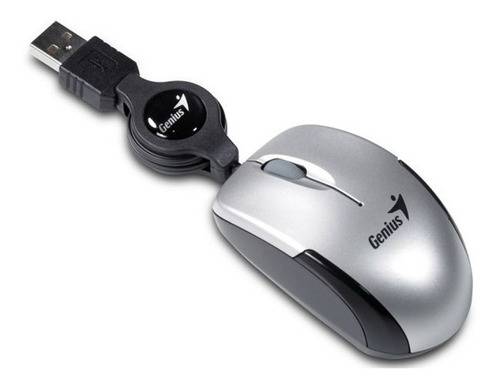 Mouse Genius Micro Traveller Retráctil Gris Usb 1200 Dpi
