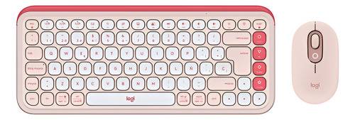 Teclado Y Mouse Logitech Pop Icon Inalambrico Rosa