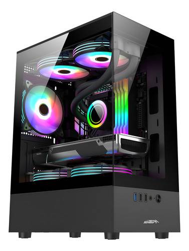 Gabinete Sentey H10 Lateral/Frente Transparente Argb Black