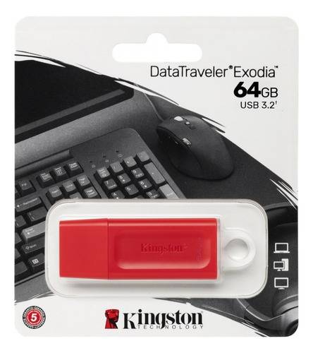 Pendrive 64Gb Kingston Dtx 3.2 Exodia Rojo