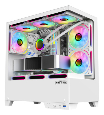 Gabinete Raptor Thunder Strike Tg Mid-Tower X1 Fan Rgb White
