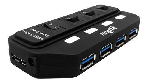 Hub Nisuta Usb 3.0 (4 Puertos) C/ Switch Ns-Uh0431