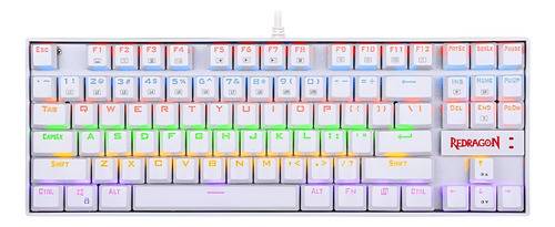Teclado Redragon Kumara K552W-Kr Rainbow Sp Switch Red Mecanico Blanco