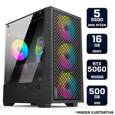 Pc Gamer Amd Ryzen 5 5500 Rtx 5060 16Gb Ssd 480Gb