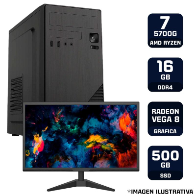 Pc Armada Gamer Hogar Con Monitor Amd Ryzen 7 5700G 16Gb Ram