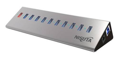 Hub Nisuta Usb 3.0 (10 Puertos) Nsuh113Q+1Qc 3.0 De Carga Rapida