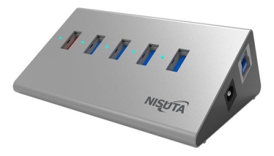 Hub Nisuta Usb 3.0 (4 Puertos) Nsuh053Q+1Qc 3.0 De Carga Rapida